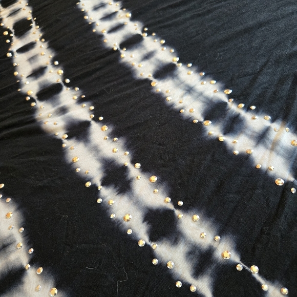 INC International Concepts Maxi Dress Large Black White Tie Dye Rhinestone - Picture 5 of 9